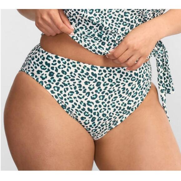 Coco Reef Summer Cheetah High Esteem High Leg and Waist Bikini Bottom L NWOT - Picture 2 of 3